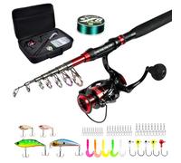 Ghosthorn Fishing Rod and Reel Combo Telescopic Pole Kit Fishing Gear Starter Compact Carrier Bag for Freshwater Saltwater Gifts for Men Women