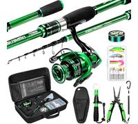 Ghosthorn Fishing Rod and Reel Combo Telescopic Pole Kit Plier Portable Travel Kit with Carrier Bag for Freshwater Saltwater