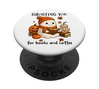 Ghosting You for Coffee and Books Fall Ghost Reading Boojee PopSockets Adhesive PopGrip