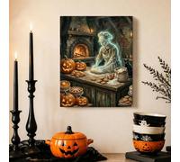Ghostly Baker Halloween Canvas Kitchen Wall Art 8x10