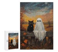 Ghostly Black Cat Friendship Puzzle 1000 Teile Schwer Puzzle Spielzeug Lernspiel Impossible Herausforderungsspielzeug Für Erwachsene Kinder 300 PCS