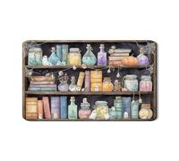 Ghostly Book Shelf Dish Drying Mats For Kitchen Counter, Halloween Absorbent Rubber Dish Drainer Rack Mat, Vintage Watercolor Drying Pad For Decor 12x20 Inch