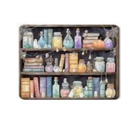 Ghostly Book Shelf Dish Drying Mats For Kitchen Counter, Halloween Absorbent Rubber Dish Drainer Rack Mat, Vintage Watercolor Drying Pad For Decor 18x24 Inch