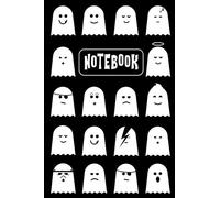 Ghostly Notebook: Cute Ghosts Black and White Notebook Blank Lined Journal