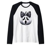 Ghostly Pumpkin Kawaii Spooky Raglan Baseball Tee