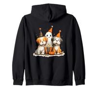Ghostly Pups Halloween Popcorn Fun Zip Hoodie