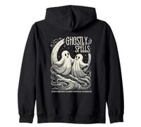 Ghostly Spells Halloween Spooky Spirits Art Zip Hoodie