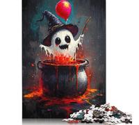 Ghostly Witch in Cauldron Puzzles 1000 Pieces Wood Puzzles For Adults Teenagers Teenager Man Woman Gift 1000pcs (75x50cm)
