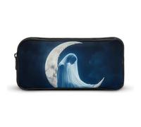 Ghostly Woman in The Moon Portable Pencil Case Pouch Big Capacity Pen Bag for Office Stationery Organizer