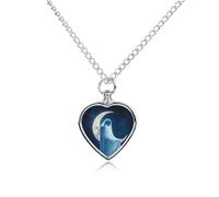 Ghostly Woman In The Moon Trendy Pet Ashes Necklace for Unisex Memorial Pendant Keepsake Urn Jewelry
