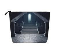 GhostlyGathering Single-Layer Linen-Look Makeup Pouch with Zipper Ensuring for Your Daily or Travel Needs