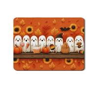 Ghosts and Pumpkins Dish Drying Mats for Kitchen Counter, Fanciful Fall Absorbent Rubber Dish Drainer Rack Mat, Halloween PU Leather Drying Pad 18x24 Inch
