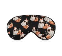 Ghosts Bow Drinking Pumpkins Halloween Blackout Sleep Mask for Side Sleeper Soft Covers for Travel Essentials Nap