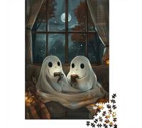 Ghosts Cozy Halloween Night 1000 Piece Jigsaw Puzzle, 52x38cm/1000pcs, for Adults, Quiet Home Activity, Weekend Downtime And Year-Round Leisure
