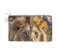 Ghosts Dance with Magic Coin Purse Canvas Wallet Cute Change Purse Small Storage Bag with Zipper, Lion Sticks out Tongue, One Size, Flowers and Animals