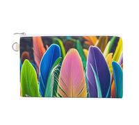 Ghosts Dance with Magic Coin Purse Canvas Wallet Cute Change Purse Small Storage Bag with Zipper, Lots of Feathers, One Size, Flowers and Animals