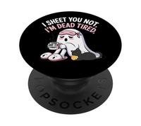 Ghosts Dead Tired Funny Sarcastic Puns needs Coffee PopSockets Adhesive PopGrip