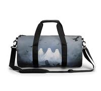 Ghosts Floating in The Sky Travel Gym Bag for Women Men Cylindrical Duffle Bag Sport Workout Bag with Shoulder Strap