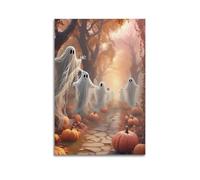 Ghosts in Autumn Forest Halloween Wall Art, Dreamy Decor, Teen Room Poster Artistic Wall Mural Modern Hanging Decor Poster08x12inch(20x30cm)