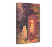 Ghosts in Telephone Booth Canvas Poster Wall Art Decor Print Picture Paintings for Living Room Bedroom Decoration 08x12inch(20x30cm)
