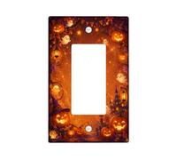 Ghosts Light Switch Cover Plate/Outlet, Fanciful Festive Pumpkins Castle Halloween Orange Switch Plate Decorative for Home Living Room Bedroom Bathroom Decor