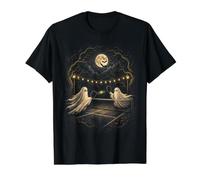 Ghosts on Court Full Moon Bats Ghostly Halloween Pickleball Value Graphic T-Shirt, Men, Black, XL