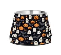 Ghosts Pumpkins Dog Raised Bowl, 540 ML Feeding Food Pet Bowl Stainless Steel Non-slip High Capacity Cat Bowl
