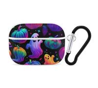 Ghosts Pumpkins Glowing Halloween Protective Case Cover Compatible with AirPods Pro Generation 1/2 Hard Shell with Keychain