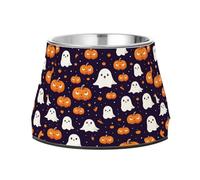 Ghosts Pumpkins Purple Dog Raised Bowl, 540 ML Feeding Food Pet Bowl Stainless Steel Non-slip High Capacity Cat Bowl