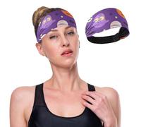 Ghosts Pumpkins Spooky Faces Wide Headbands for Women Non Slip Soft Elastic Hair Bands Yoga Running Sports Workout Gym Head Wraps, African Turbans Bandana