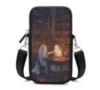 Ghosts Reading at A Wooden Library Table Crossbody Mobile Phone Bag Smartphone Bag With Adjustable Strap