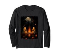 Ghosts Reading by Campfire Under Full Moon Long Sleeve T-Shirt