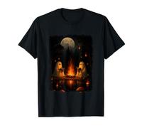 Ghosts Reading by Campfire Under Full Moon T-Shirt