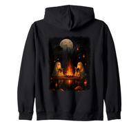 Ghosts Reading By Campfire Under Full Moon Zip Hoodie