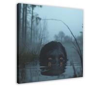 Ghosts Swimming in The Dark-The Art of Horror Canvas Poster Bedroom Decor Landscape Office Room Decor Gift 24x24inch(60x60cm)