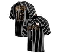 GHOSTWEAR UNLC Mens Ohtani 16# Japan Baseball Jerseys Pinstriped Black White - Stitched Letters & Numbers S to 3XL Authentic, Black, 3XL