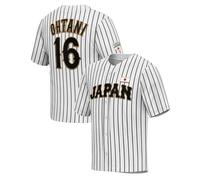GHOSTWEAR UNLC Mens Ohtani 16# Japan Baseball Jerseys Pinstriped Black White - Stitched Letters & Numbers S to 3XL Authentic, White, M