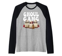 Ghoul Gang Women Halloween Spooky Cute Ghost Gang Raglan Baseball Tee