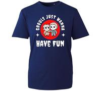 Ghouls Just Wanna Have Fun Funny Horror Movie Parody T-Shirt | Cute Spooky Halloween Graphic Tee for Scary Movie Fans and Costume Parties (Navy, 3XL Years)