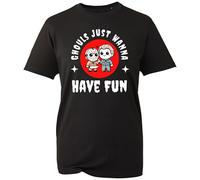 Ghouls Just Wanna Have Fun Funny Horror Movie Parody T-Shirt | Cute Spooky Halloween Graphic Tee for Scary Movie Fans and Costume Parties (Black, 3 Years)