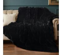 Ghouse Black Fluffy Blanket 50x60 Faux Fur Throw Blankets for Couch Soft Fuzzy Blanket for Bed Cozy Plush Throw Luxury Furry Blankets Home Decor Gifts 860 GSM