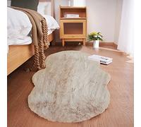 Ghouse Soft Faux Sheepskin Fur Rug 2x4 Light Brown Beige Fluffy Bedside Rugs Plush Rug Shag Nursery Carpet Area Rugs for Living Room Bedroom Playing Room Decor