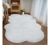 Ghouse Soft Faux Sheepskin Fur Rug - 4x6 White Fluffy Bedside Plush Shag Nursery Carpet Area Rug for Living Room, Bedroom, Playing Room Decor