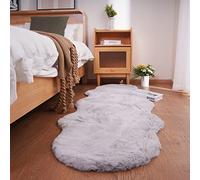 Ghouse Soft Faux Sheepskin Fur Rug Runner Rug 2x6 Grey Fluffy Rug Bedside Rug Plush Rug Shag Nursery Rug Carpet Area Rug for Living Room Bedroom Playing Room Decor