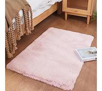 Ghouse Ultra Soft Faux Rabbit Fur Rug 2x3, Machine Washable Area Rugs for Bedroom Fluffy Rugs for Living Room, no-Shedding Carpet Sheepskin Rug Pink