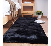 Ghouse Ultra Soft Faux Rabbit Fur Rug 3x5, Machine Washable Area Rugs for Bedroom Fluffy Rugs for Living Room, No-Shedding Carpet Sheepskin Rug Black
