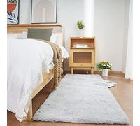 Ghouse Ultra Soft Faux Rabbit Fur Rug, Machine Washable Area Rugs for Bedroom Fluffy Rugs for Living Room, No-Shedding Carpet Sheepskin Rug Grey 2 x 6 Feet