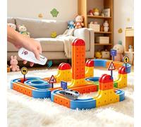 GHPFLOXQY Electric Train Set with Remote Control, 147PCS 3D Magic Rail Cube Track Building Kit, Gravity-Defying Motorized Train with Embedded DIY Layouts, STEM Construction Toy for Boys Girls