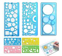GHPKOTW 7-Piece Ruler Set, Circle Stencil, Children's Drawing Stencil, Plastic Circles Geometric Template, Ruler Stencil Measuring Tool, Rulers Geometric Drawing, Painting Stencils Children