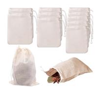 GHPKOTW Pack of 10 Cotton Muslin Bags with Drawstring, Spice Bags for Cooking, Tea Bags for Self-Filling, Reusable Cotton Bags for Loose Tea, Coffee, Spices, Herbs